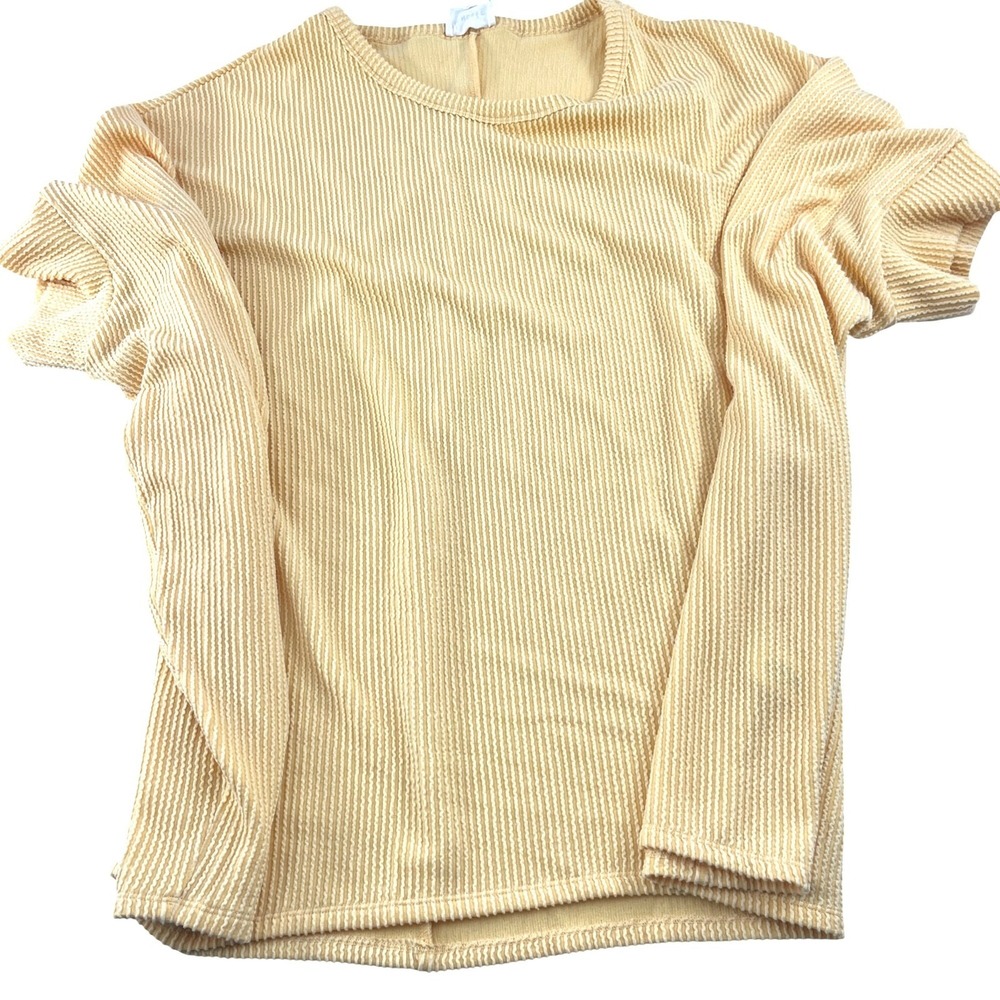 Andree By Unit Womens Ribbed Knit Top 1X/2X Polyester Blend Yellow‎